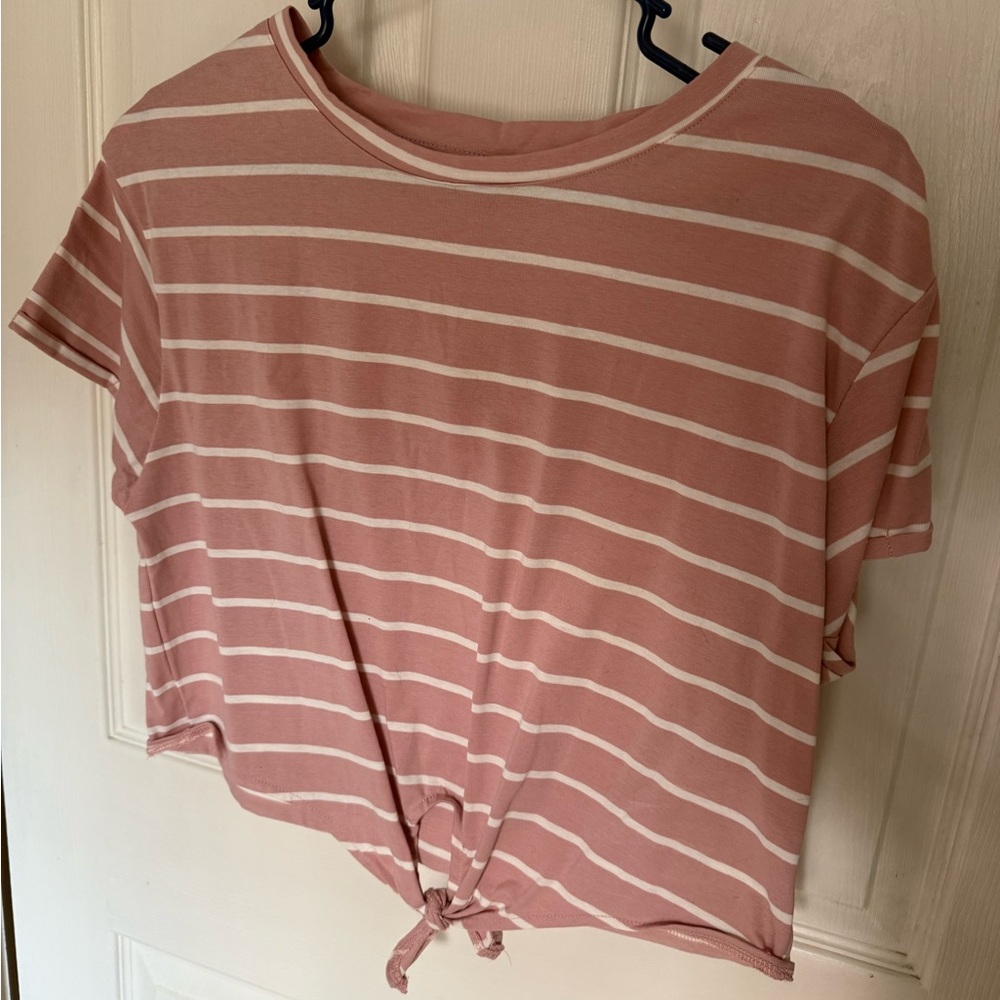 Striped Pink Tie-Front Top